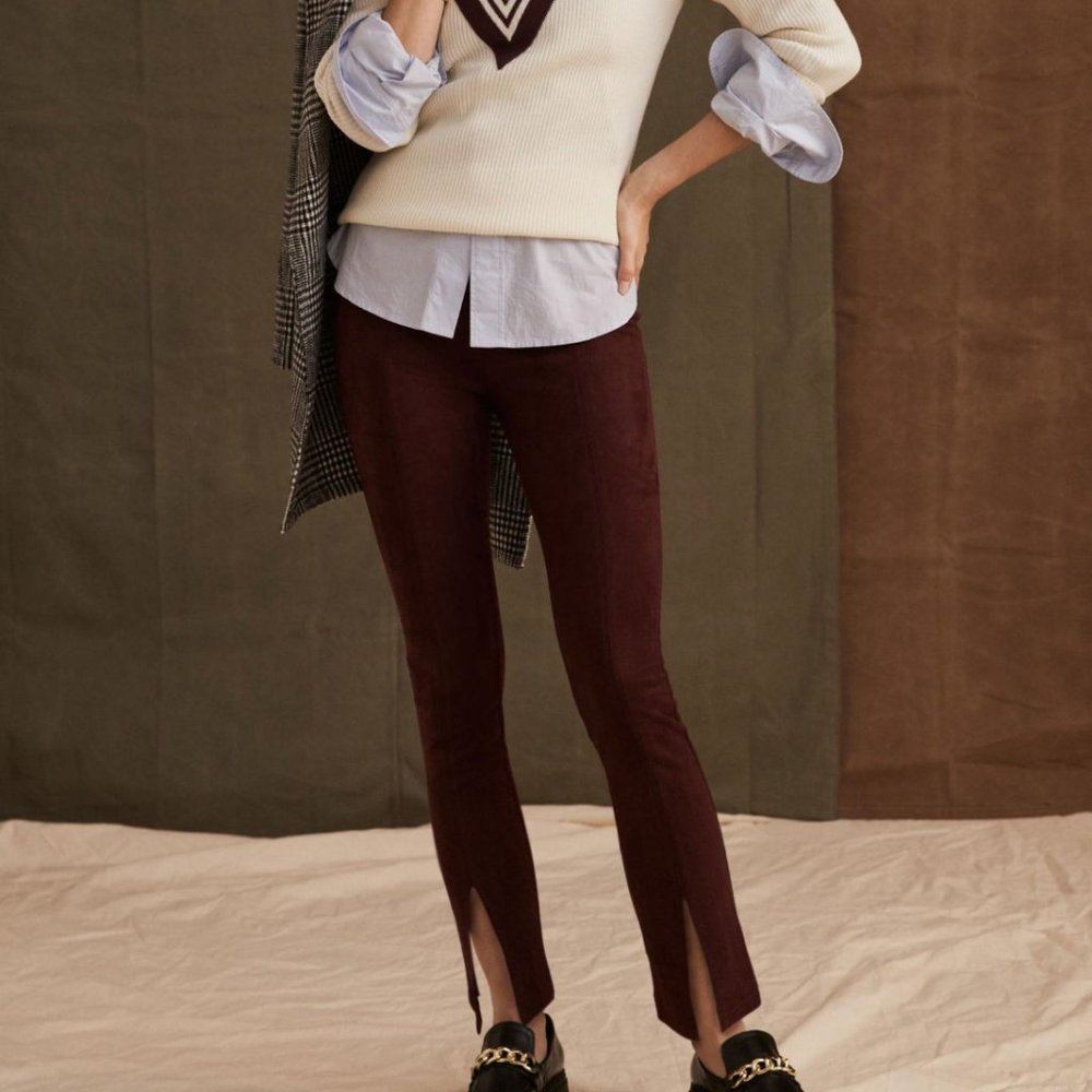 Anthropologie Slit-Front Sueded Leggings
